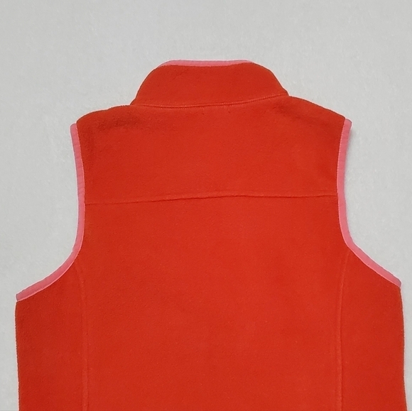 VINTAGE 80s J. Crew Neon Pink Orange Polartec Fleece Full-zip Mock Neck Vest - Picture 8 of 13